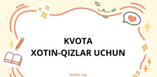 KVOTA XOTIN-QIZLAR UCHUN