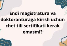 Endi magistratura va doktoranturaga kirish uchun chet tili sertifikati kerak emasmi?