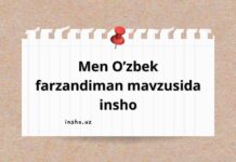 Men O’zbek farzandiman mavzusida insho