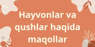Hayvonlar va qushlar haqida o'zbek halq maqollar to'plami