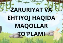 ZARURIYAT VA EHTIYOJ HAQIDA MAQOLLAR TO'PLAMI