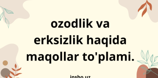 ozodlik va erksizlik haqida maqollar to'plami.